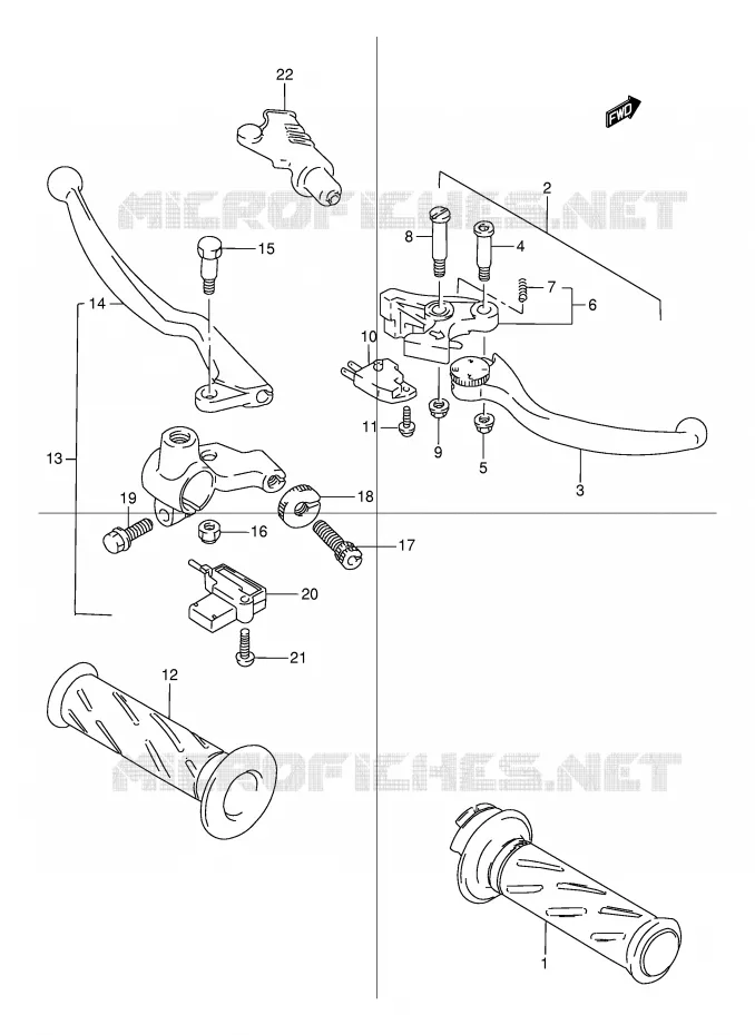 ENSEMBLE LEVIERS - POIGNEES Suzuki MOTO 125 TU 1999  TU125XTX(E2)