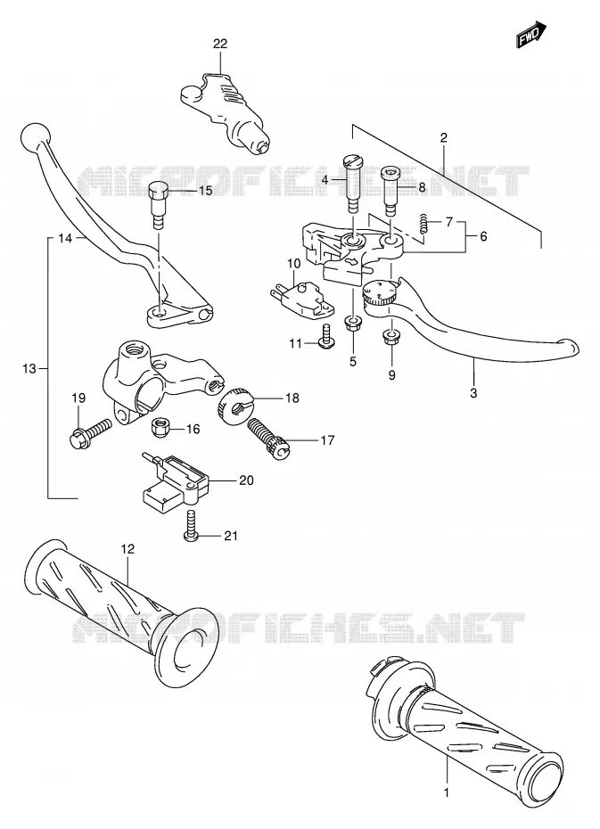 ENSEMBLE LEVIERS - POIGNEES Suzuki MOTO 250 TU 2000  TU250XY(E2)