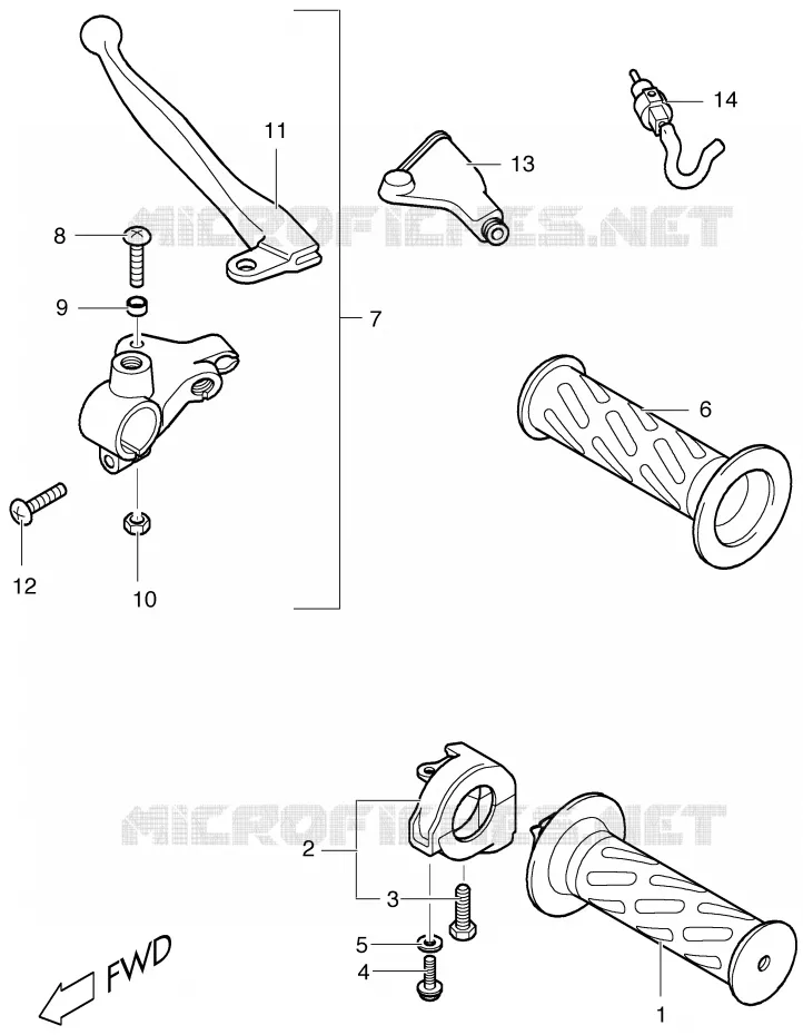 ENSEMBLE LEVIERS - POIGNEES Suzuki SCOOTER 50 ESTILETE 2001  UF50ZK1