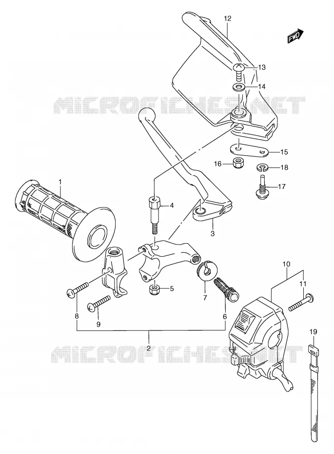 ENSEMBLE POIGNEE GAUCHE Suzuki MOTO 125 TS-R 1989  TS125RK(E2)