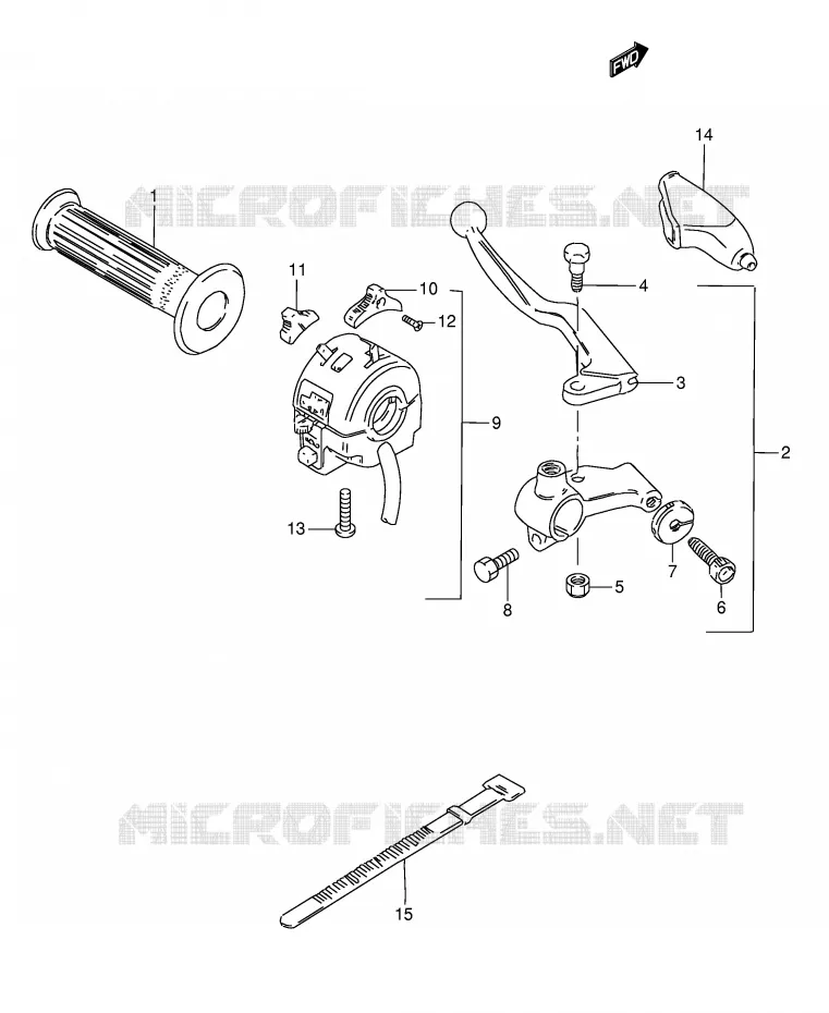 ENSEMBLE POIGNEE GAUCHE Suzuki MOTO 50 TS-X 1991  TS50XKM(E1)