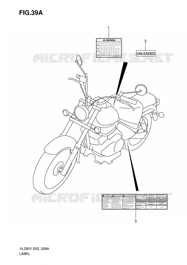 ETIQUETTE (MODELE K1) Suzuki MOTO 250 INTRUDER 2004  VL250K4(E2)