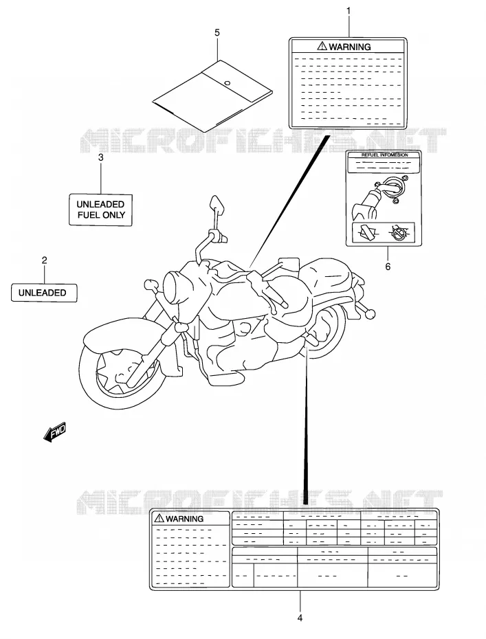 ETIQUETTE (MODELE W/X/Y) Suzuki MOTO 1500 INTRUDER 2000  VL1500Y(E2)