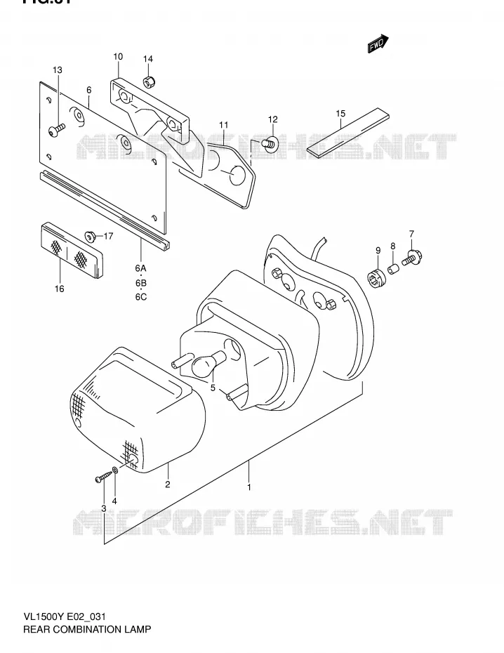 FEU ARRIERE Suzuki MOTO 1500 INTRUDER 2002  VL1500K2(E2)