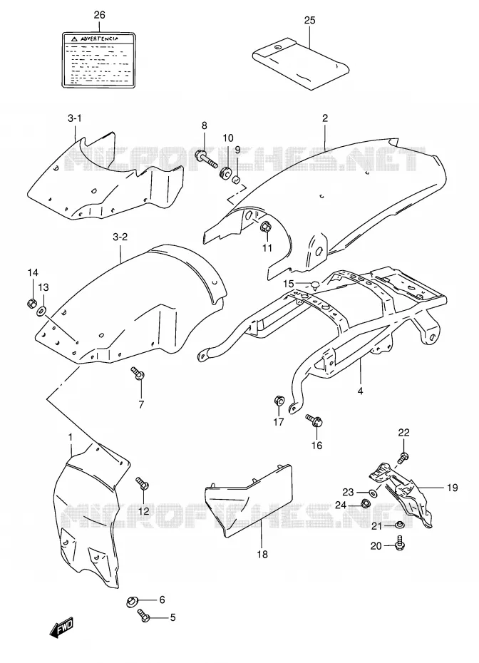 GARDE BOUE ARRIERE (MODELE N/R P9) Suzuki MOTO 125 TS-ER 1982  TS125ERZ(E1)