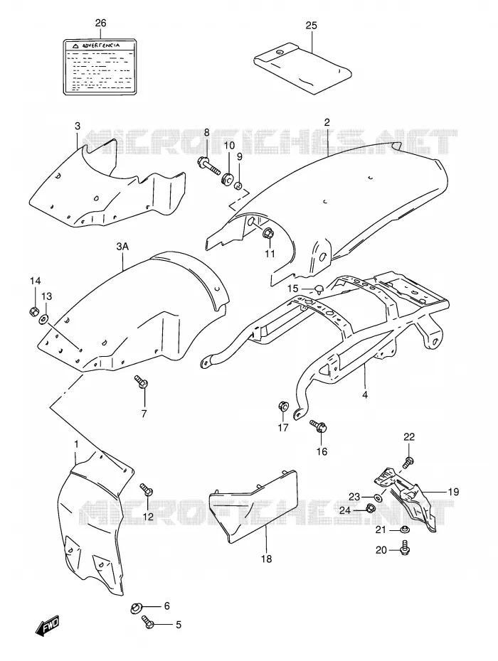 GARDE BOUE ARRIERE (MODELE R P31) Suzuki MOTO 125 TS-ER 1994  TS125ERR(E1)
