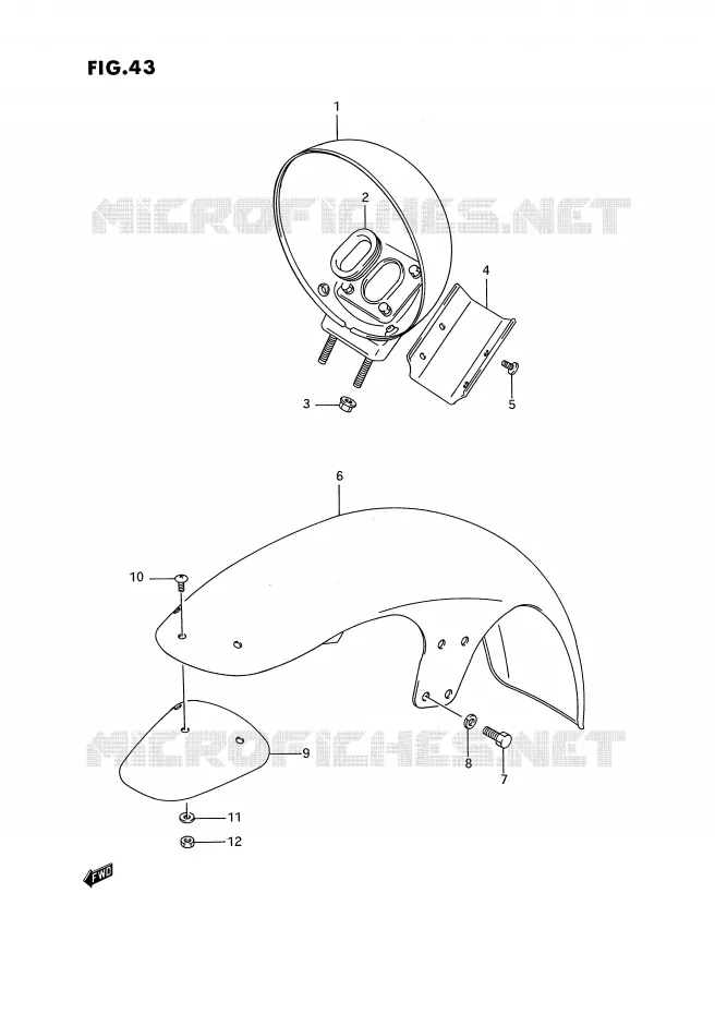 GARDE BOUE AVANT (MODELE H/J/K/L/M/N/P/R) Suzuki MOTO 1400 INTRUDER 1995  VS1400GLPS(E2)