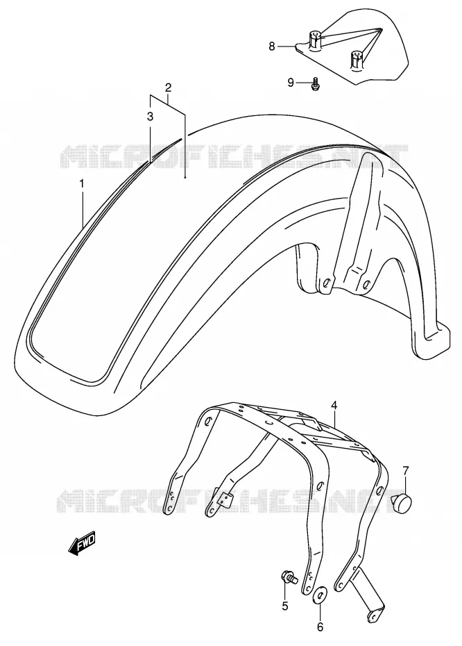 GARDE BOUE AVANT (MODELE K1) Suzuki MOTO 800 VOLUSIA 2005  VL800ZK5(E2)