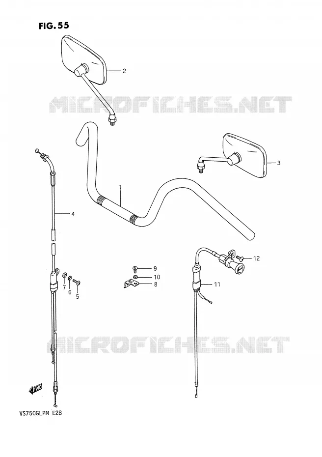 GUIDON - RETROVISEURS - CABLES Suzuki MOTO 750 INTRUDER 1991  VS750GLPM(E28)