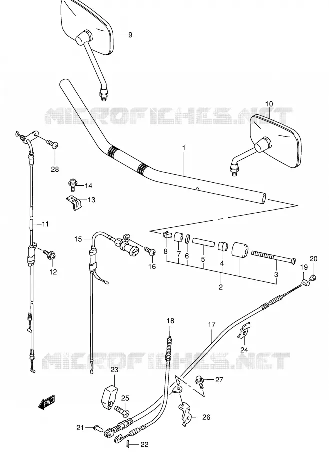 GUIDON (MODELE K5) Suzuki MOTO 800 INTRUDER 2003  VS800GLK3(E3/E28)