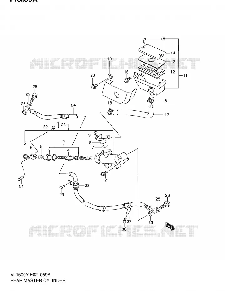 MAITRE CYLINDRE ARRIERE (MODELE K2/K3/K4) Suzuki MOTO 1500 INTRUDER 2000  VL1500Y(E2)