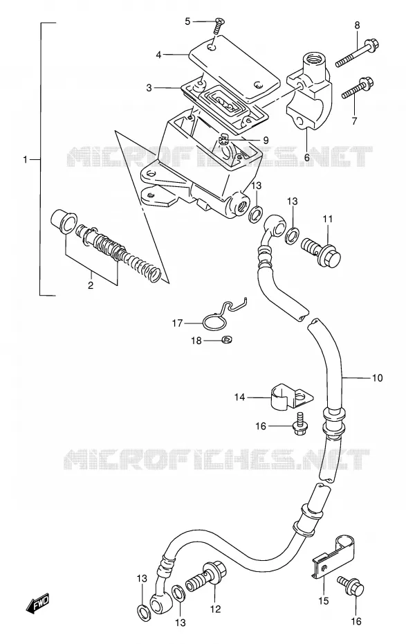 MAITRE CYLINDRE AVANT (MODELE L/M/N) Suzuki MOTO 800 VX 1990  VX800L(E4)