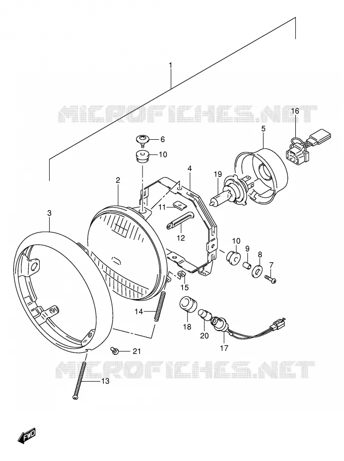 PHARE (E2,E4,E17,E18,E19,E25,E34) Suzuki MOTO 250 INTRUDER 2000  VL250Y(E2)