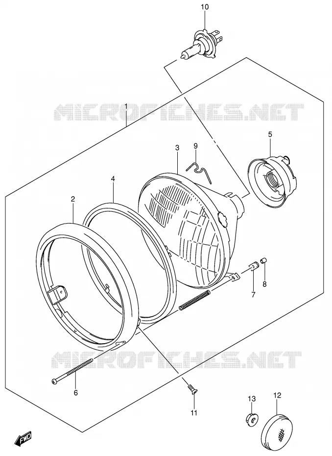 PHARE (MODELE K1/K2/K3/K4 E24) Suzuki MOTO 800 VOLUSIA 2003  VL800K3(E2)