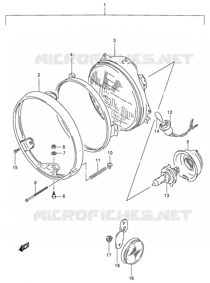 PHARE (MODELE P/R EXCEPT E2,E24) Suzuki MOTO 800 VX 1993  VX800UP(E4)