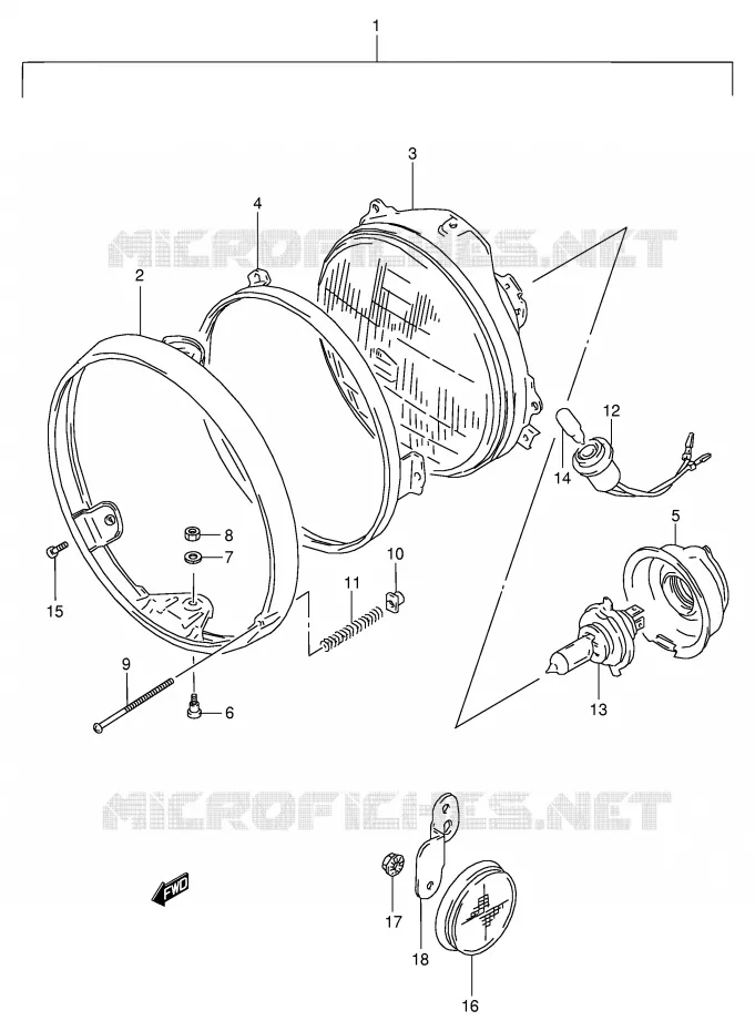 PHARE (MODELE T) Suzuki MOTO 800 VX 1992  VX800UN(E4)