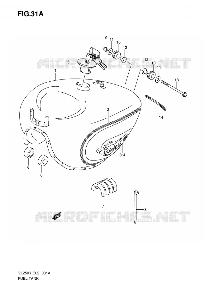 RESERVOIR D'ESSENCE (MODELE K1) Suzuki MOTO 250 INTRUDER 2004  VL250K4(E2)