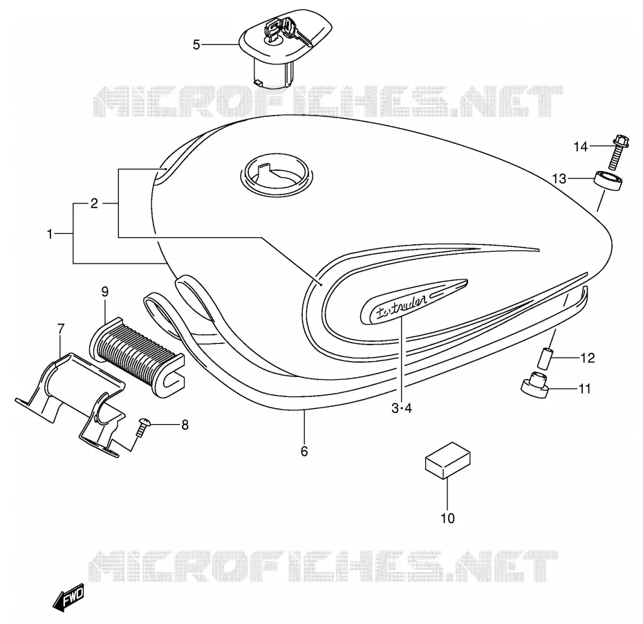 RESERVOIR D'ESSENCE (MODELE K4) Suzuki MOTO 800 INTRUDER 2001  VS800GLK1(E3/E28)