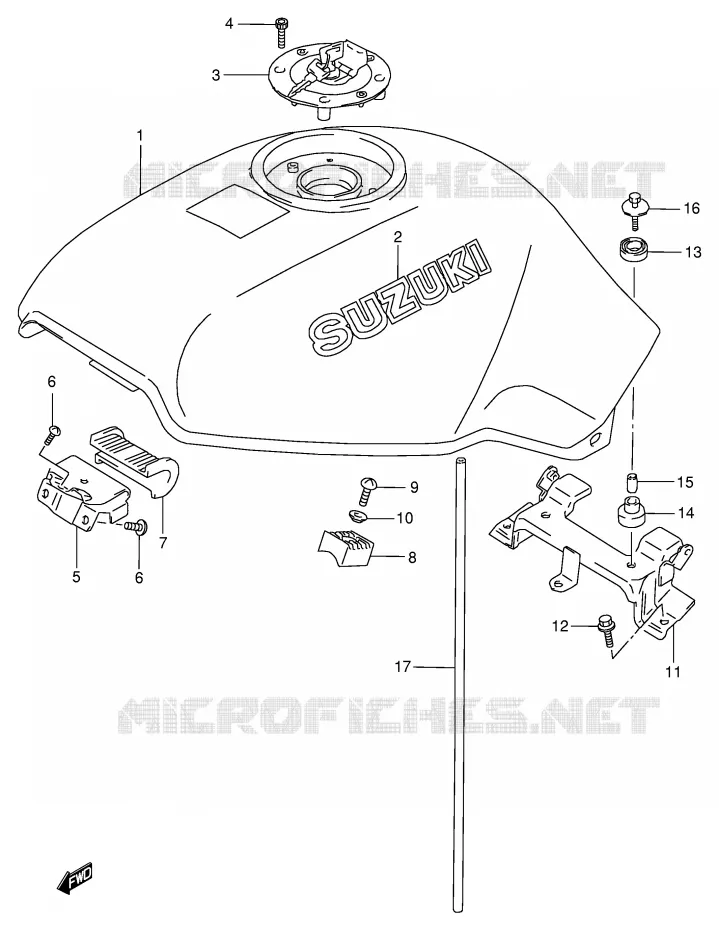RESERVOIR D'ESSENCE (MODELE R/T) Suzuki MOTO 800 VX 1996  VX800T(E4)