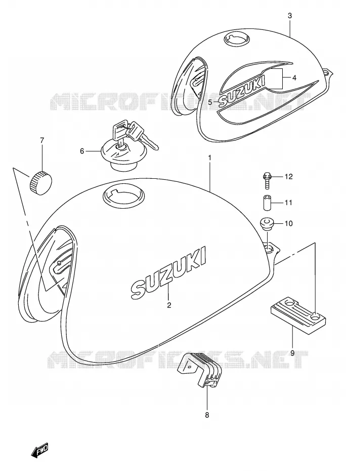 RESERVOIR D'ESSENCE (MODELE V/W) Suzuki MOTO 250 TU 2000  TU250XY(E2)