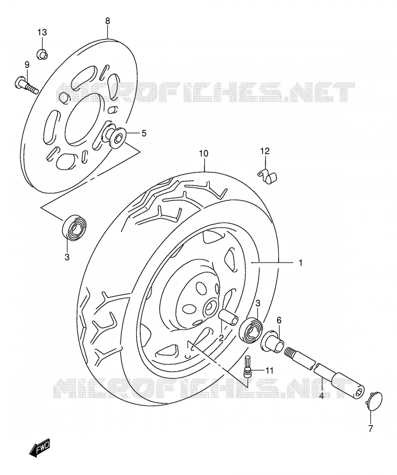 ROUE AVANT (MODELE W/X/Y/K1) Suzuki MOTO 1500 INTRUDER 2001  VL1500K1(E2)