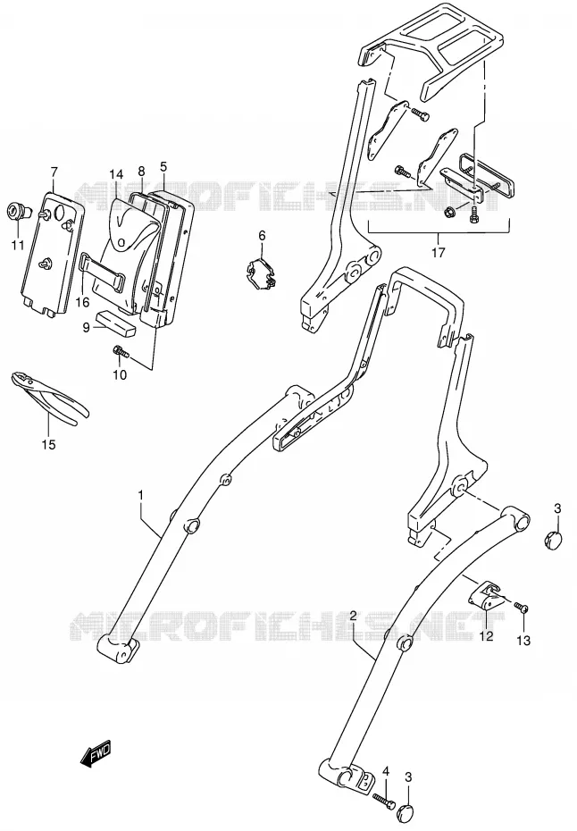 SUPPORT ARRIERE (MODELE K1/K2/K3/K4) Suzuki MOTO 800 INTRUDER 2004  VS800GLK4(E3/E28)