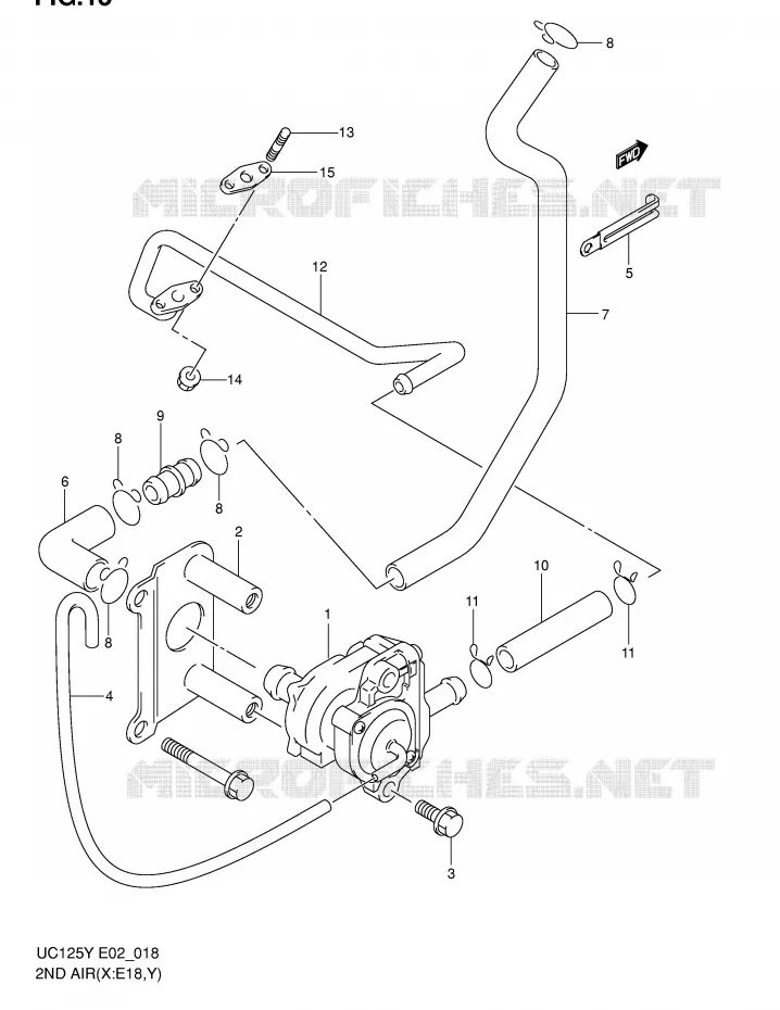 SYSTEME RECYCLAGE GAZ ECHAPPEMENT (MODELE X E18,MODELE Y/K1) Suzuki SCOOTER 125 EPICURO 2000  UC125Y(E2)