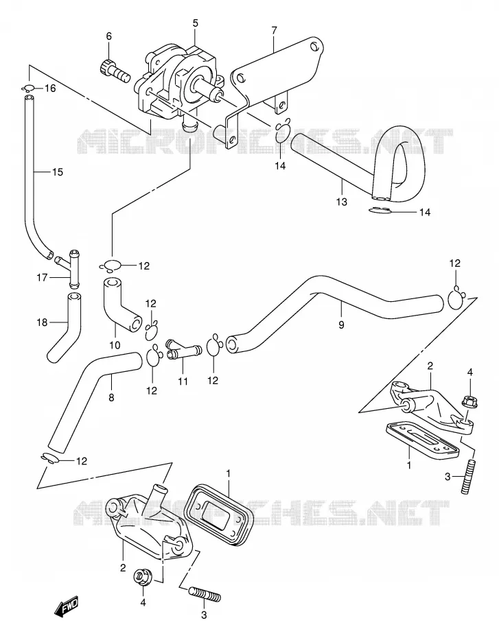 SYSTEME RECYCLAGE GAZ ECHAPPEMENT (MODELE Y E18/K1 E18/K2/K3/K4) Suzuki MOTO 125 INTRUDER 2000  VL125Y(E2)