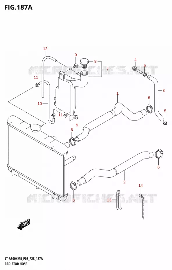 DURITES DE RADIATEUR - VASE D'EXPANSION Suzuki QUAD 500 KINGQUAD 2025  LT-A500XM5 P03 2025 M5
