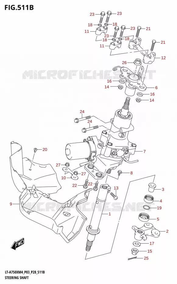 COLONNE DE DIRECTION (LT-A750XP) Suzuki QUAD 750 KINGQUAD 2024  LT-A750XM4