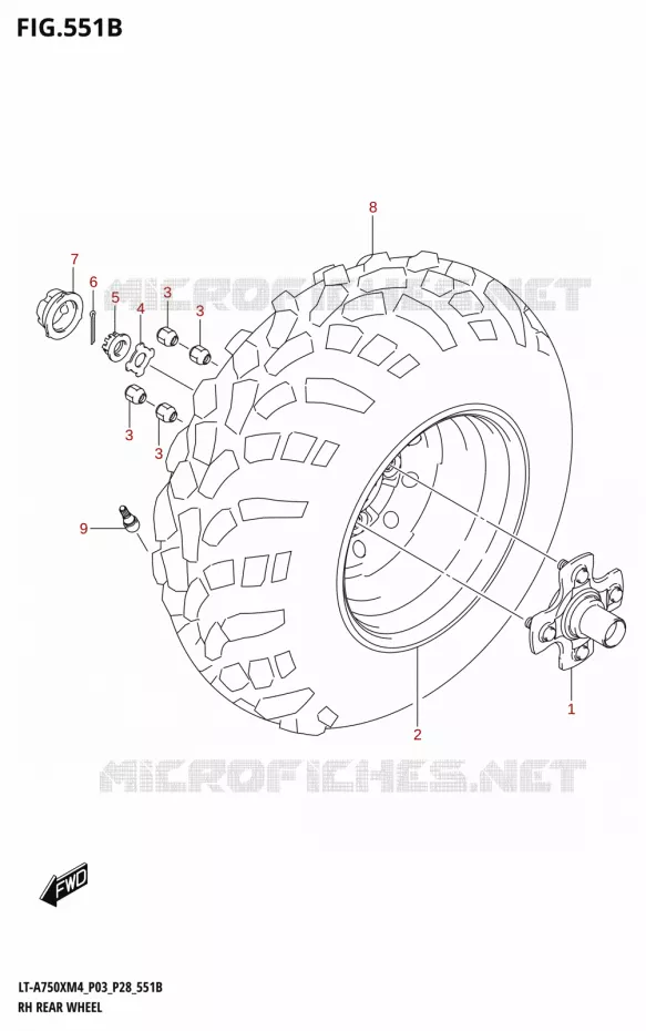 ROUE ARRIERE DROITE (LT-A750XP) Suzuki QUAD 750 KINGQUAD 2024  LT-A750XM4
