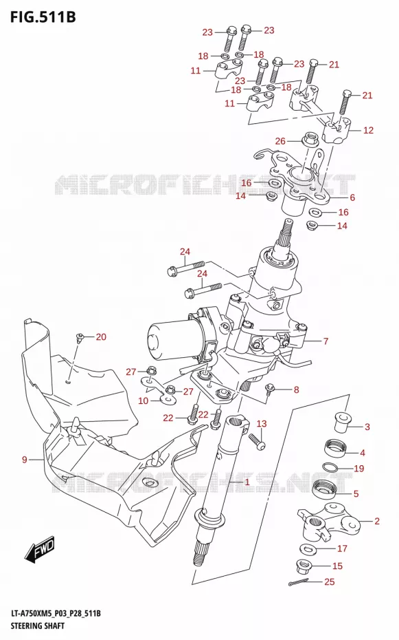 COLONNE DE DIRECTION (LT-A750XP) Suzuki QUAD 750 KINGQUAD 2025  LT-A750XM5