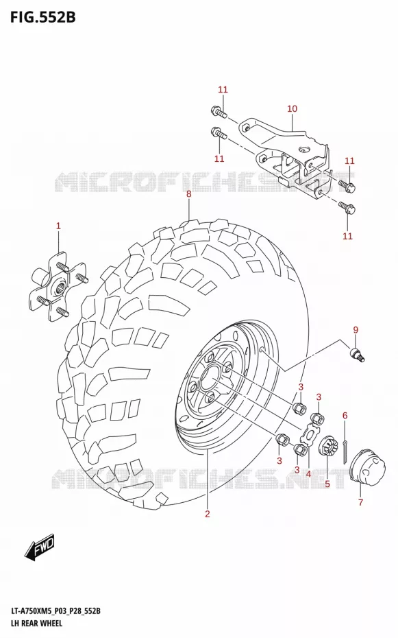 ROUE ARRIERE GAUCHE (LT-A750XP) Suzuki QUAD 750 KINGQUAD 2025  LT-A750XM5