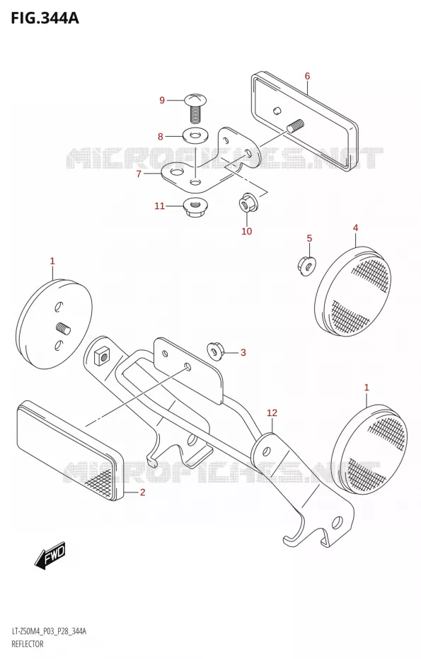 REFLECTEUR (P03) Suzuki QUAD 50 QUADSPORT 2024  LT-Z50 M4 (E03,E28)