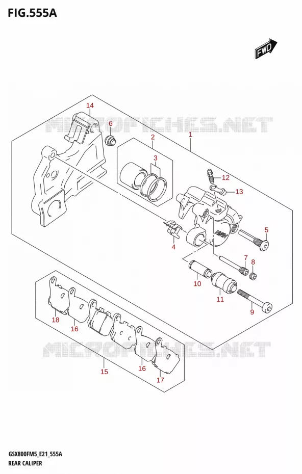 ETRIER DE FREIN ARRIERE Suzuki MOTO 800 GSX 2025  GSX800FRQ 2025 M5 (E21)