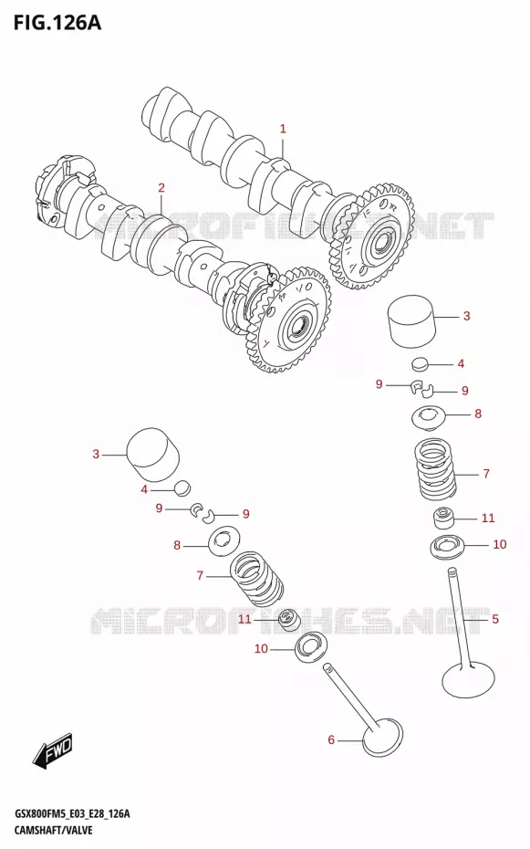 ARBRE A CAMES - SOUPAPES Suzuki MOTO 800 GSX 2025  GSX800FRQM5 E28 2025 M5 (E28)