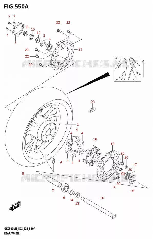 ROUE ARRIERE Suzuki MOTO 800 GSX 2025  GSX800RQM5 E28 2025 M5 (E28)