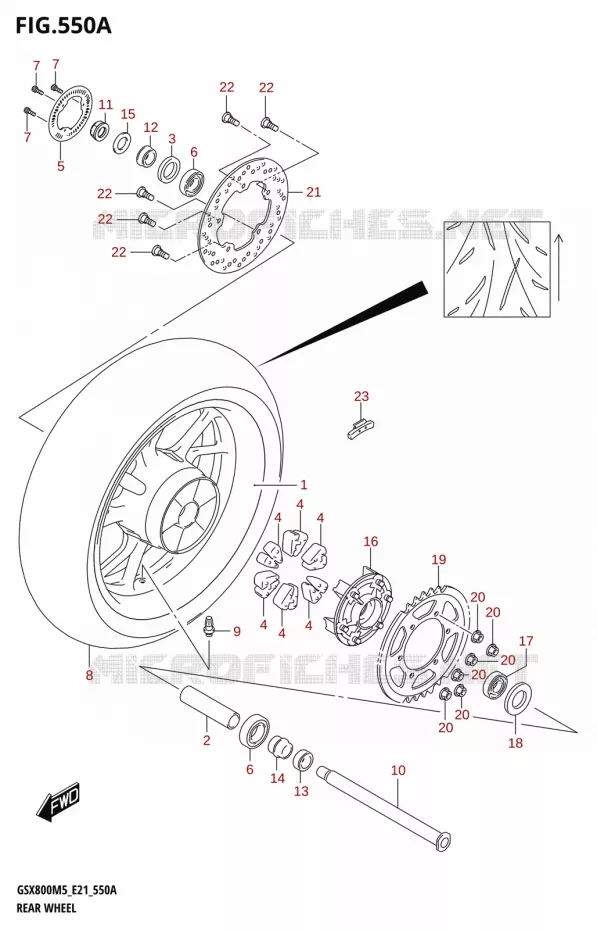 ROUE ARRIERE Suzuki MOTO 800 GSX 2025  GSX800UQM5 E21 2025 M5 (E21)