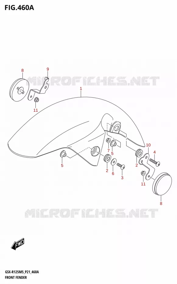 GARDE BOUE AVANT (P21) Suzuki MOTO 125 GSX-R 2025  GSX-R125RL 2025 M5 (P21)