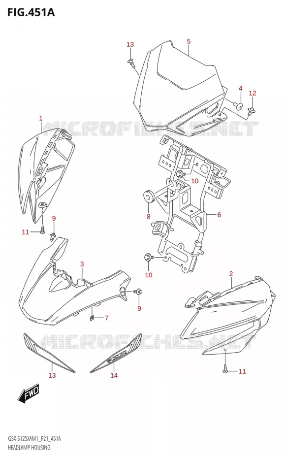 ENTOURAGE DE PHARE Suzuki MOTO 125 GSX-S 2021  GSX-S125XA M1 (P21)