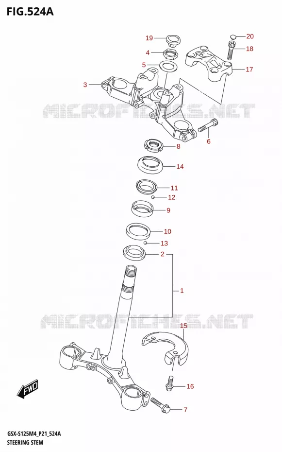 COLONNE DE DIRECTION Suzuki MOTO 125 GSX-S 2024  GSX-S125RL / GSX-S125RLX M4 (P21)
