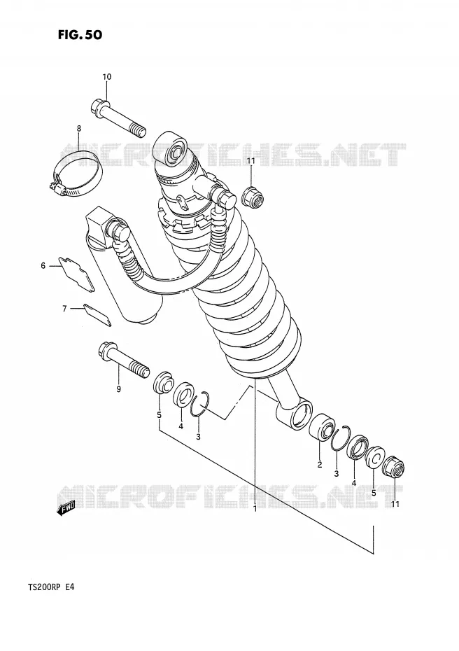 AMORTISSEUR ARRIERE Suzuki MOTO 200 TS-R 1991  TS200RM(E4)