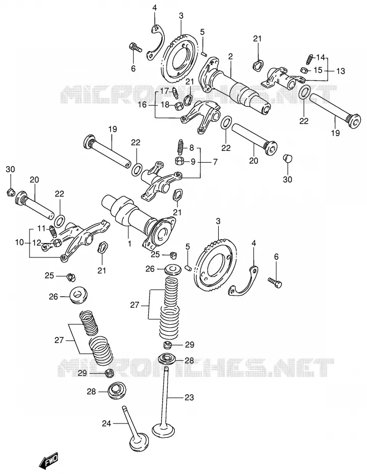 ARBRE A CAMES - SOUPAPES Suzuki MOTO 800 INTRUDER 2000  VS800GLY(E2)