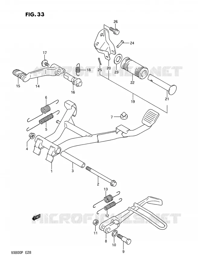 BEQUILLE - PEDALE DE FREIN ARRIERE Suzuki MOTO 800 VX 1992  VX800N(E28)