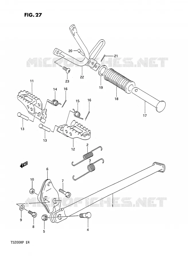 BEQUILLE - REPOSE PIED Suzuki MOTO 200 TS-R 1992  TS200RN(E4)
