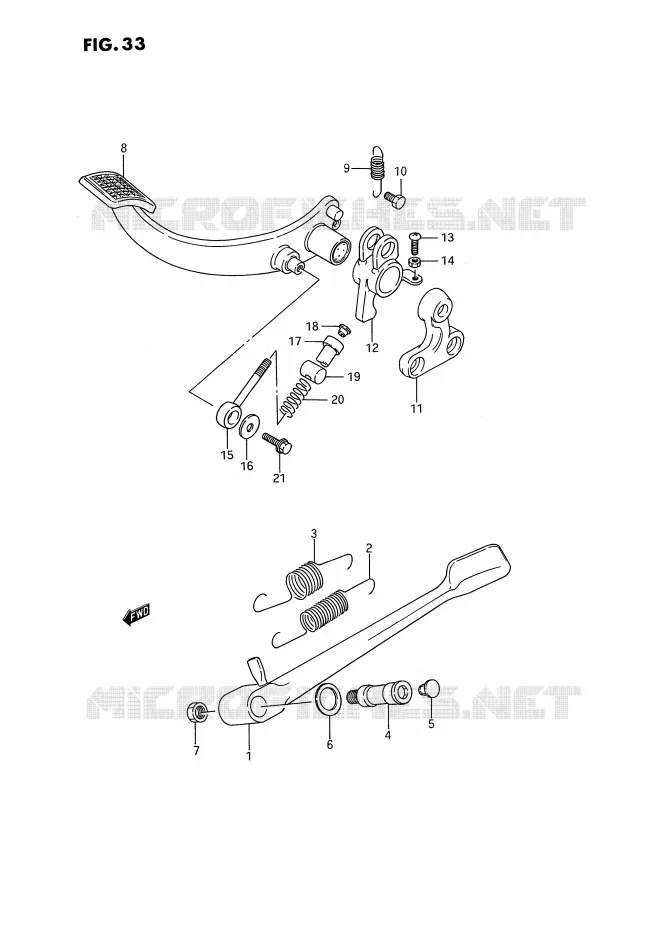 BEQUILLE LATERALE - PEDALE DE FREIN ARRIERE Suzuki MOTO 1400 INTRUDER 1994  VS1400GLPR(E2)