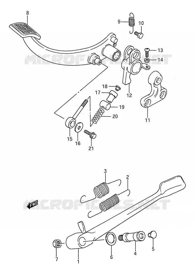 BEQUILLE LATERALE - PEDALE DE FREIN ARRIERE Suzuki MOTO 1400 INTRUDER 1994  VS1400GLPR(E28)