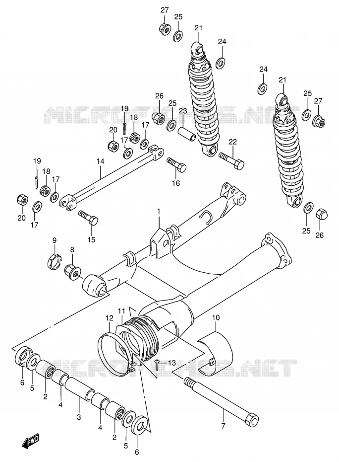 BRAS OSCILLANT ARRIERE (E1) Suzuki MOTO 800 VX 1996  VX800UT(E4)