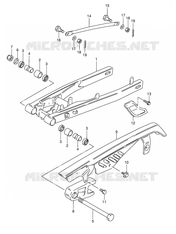 BRAS OSCILLANT ARRIERE (MODELE M E17) Suzuki MOTO 50 TS-X 1987  TS50XKH(E1)