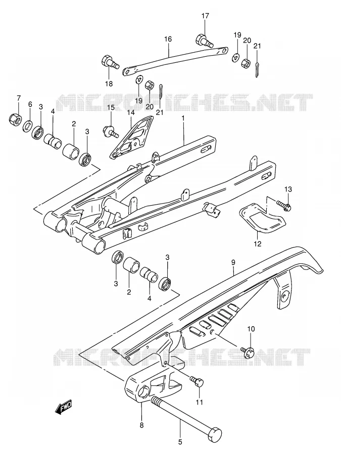 BRAS OSCILLANT ARRIERE (MODELE M/R E22) Suzuki MOTO 50 TS-X 1984  TS50XKE(E1)